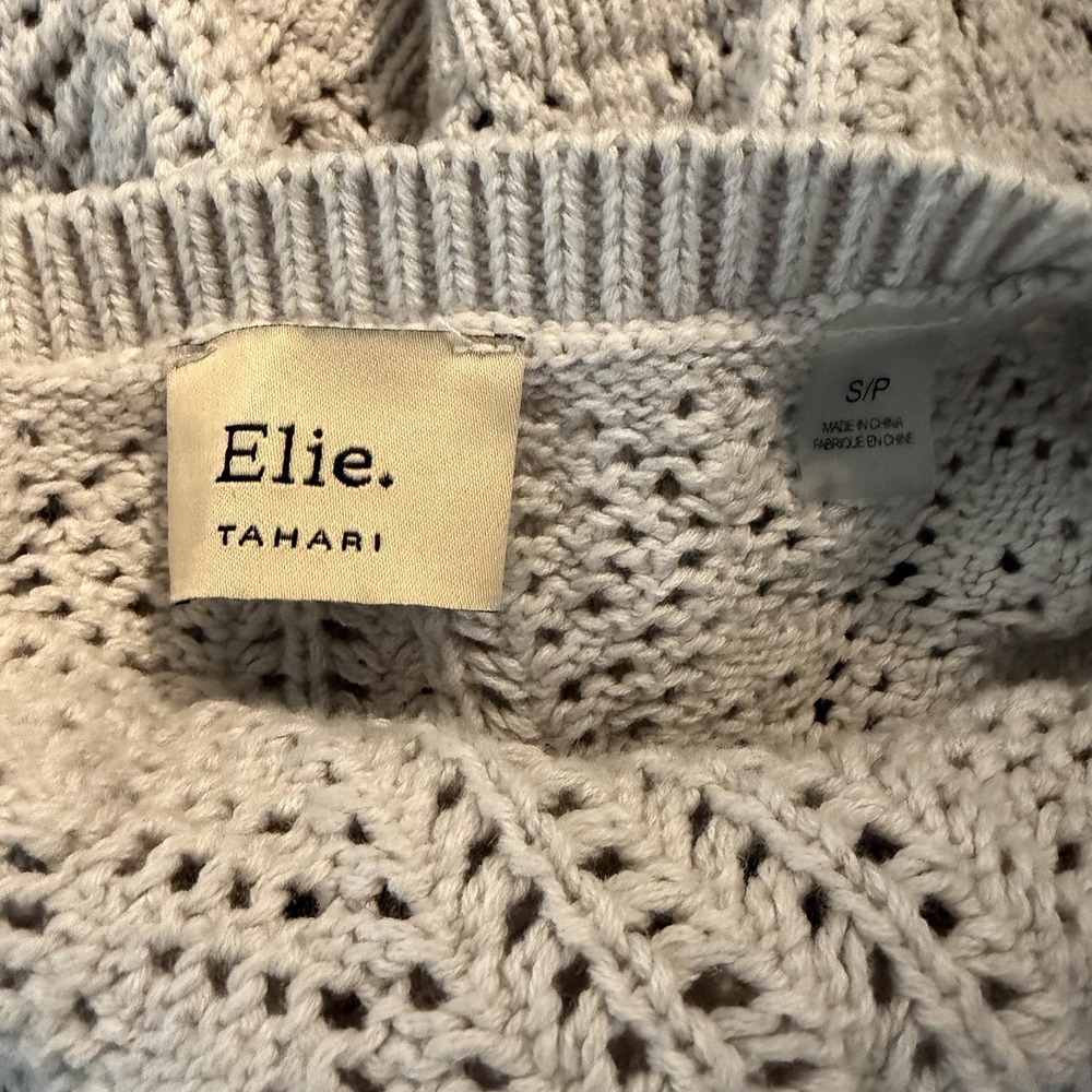 Elie Tahari Women's Small Short Sleeve Top Open Knit Chunky Cable Knit - Picture 5 of 5